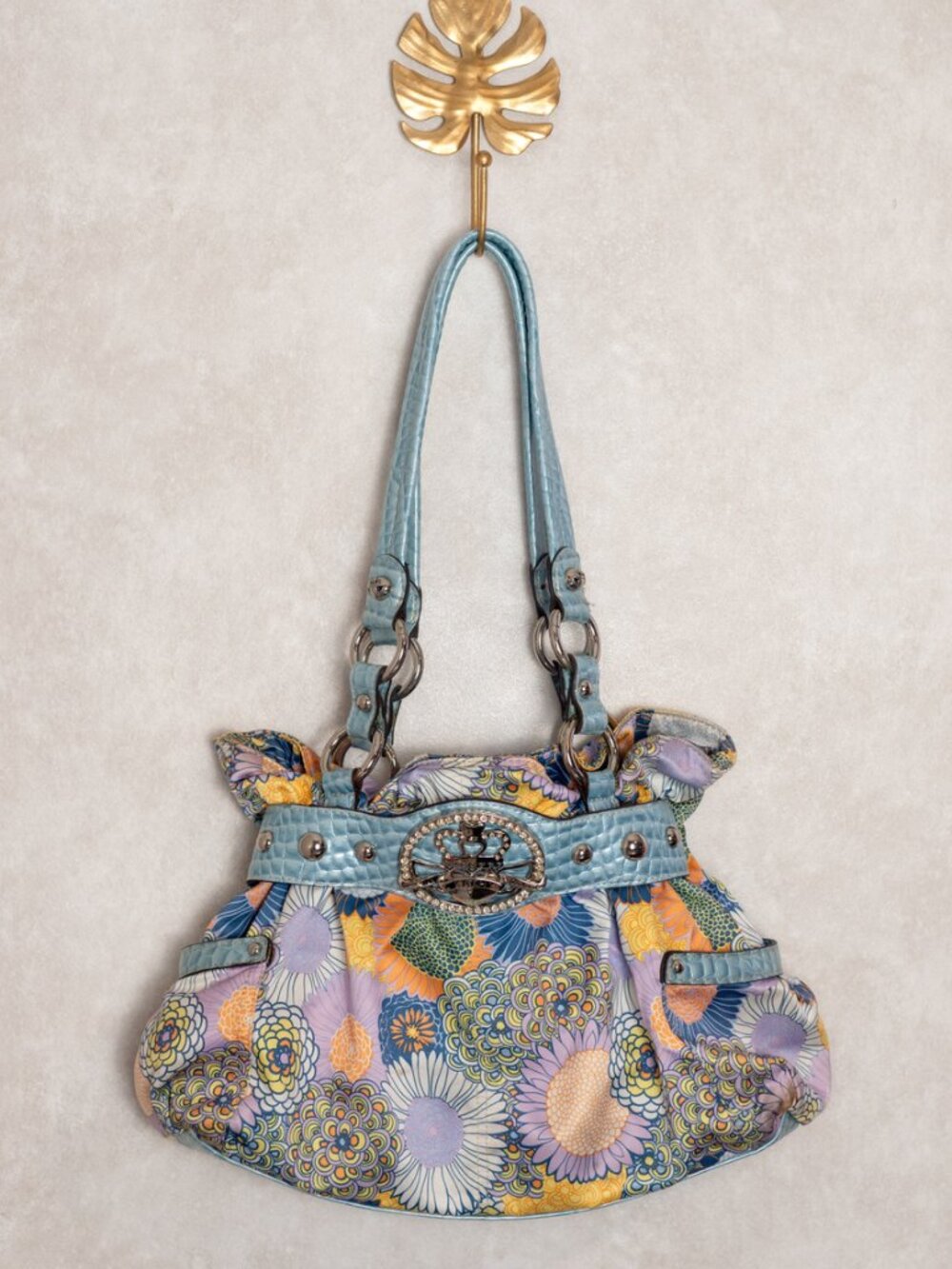 Kathy Van Zeeland multicolor floral purse